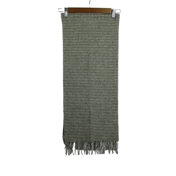 Glen Heath Houndstooth Scarf Camel Hair Gray White Scarf Unisex 52" x 11" - Picture 2 of 6